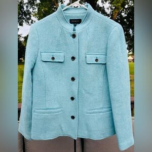 Talbots Wool Blend Light Blue Collarless Button Jacket/Blazer – Size 12